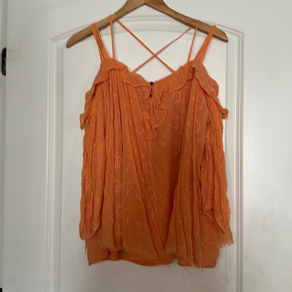 From anthropology Apricot gauzy blouse